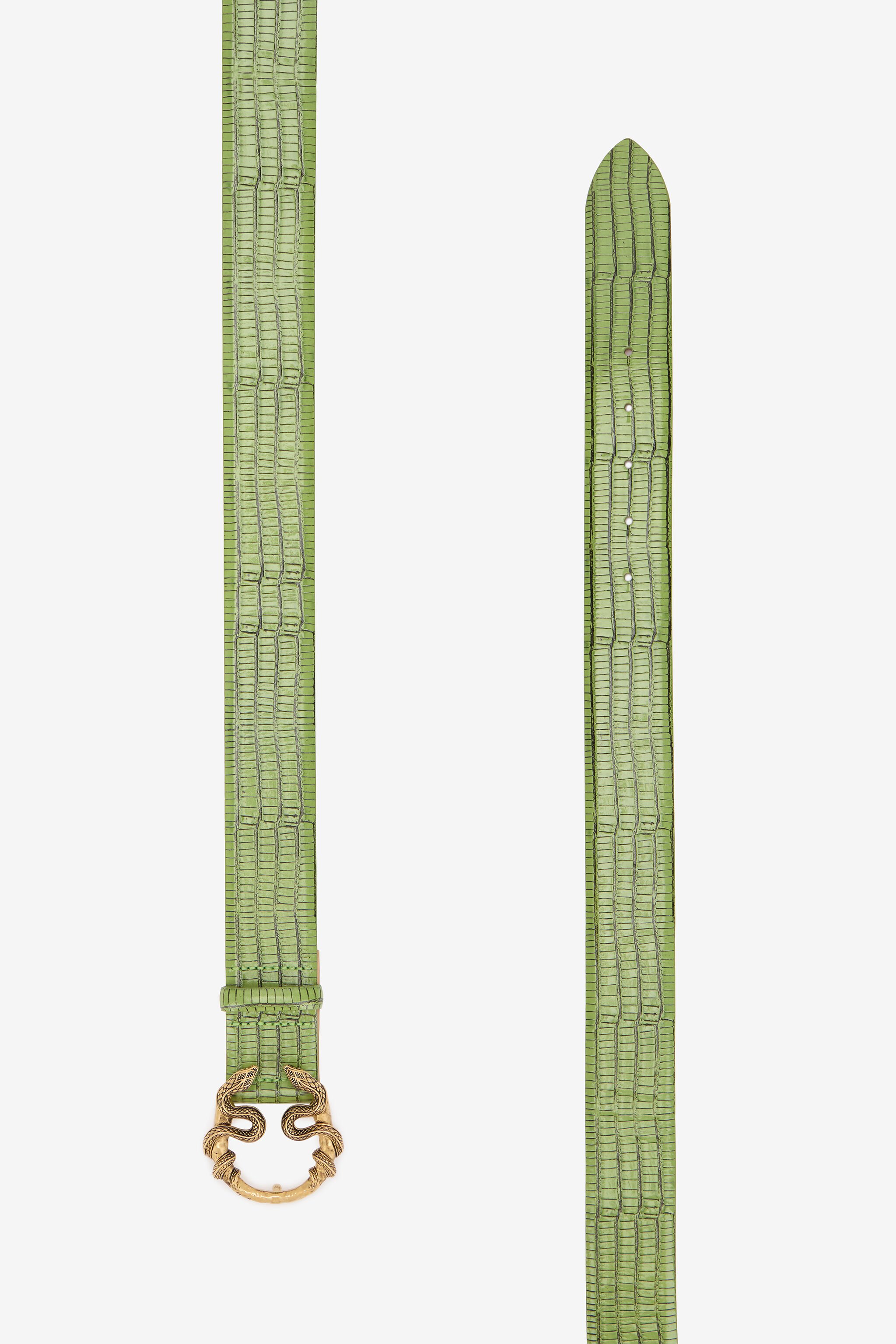 RC Green Leather Belt With Snake Buckle RC Green Leather Belt With Snake Buckle PISTACHIO WKC001-PZ119
