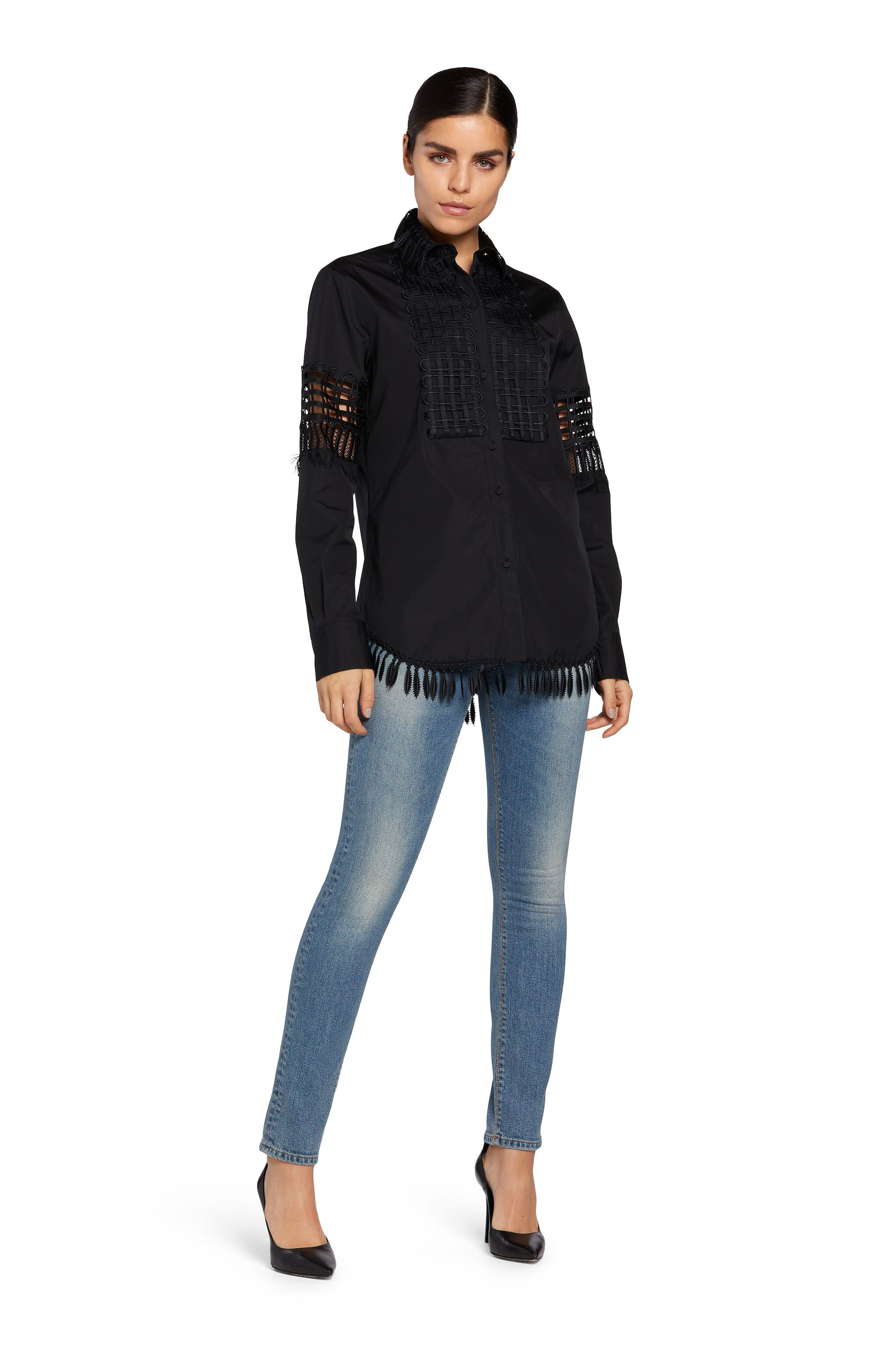 RC Crochet-Insert Cotton Shirt Black MQT706-CH054