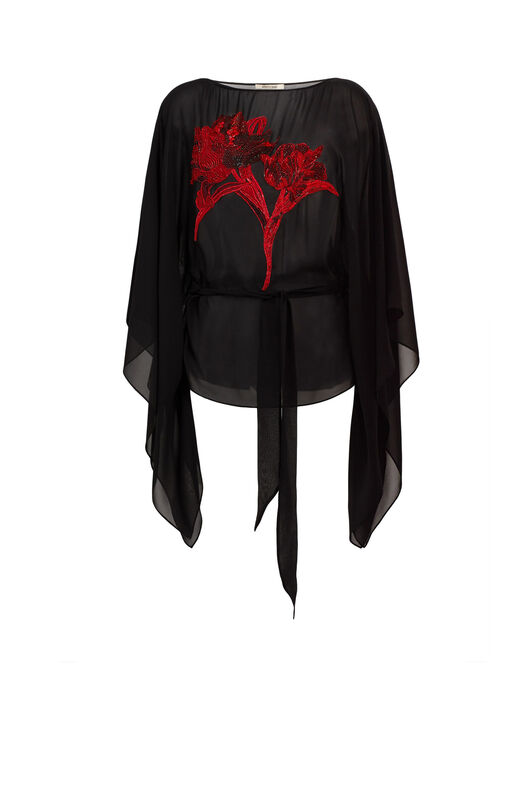 RC Tulip Embellished Chiffon Kaftan BLACK IQR725-GG001