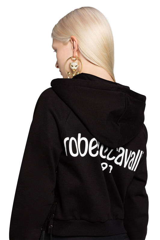 RC Logo-Print Cropped Hoodie BLACK IQT693-CF036