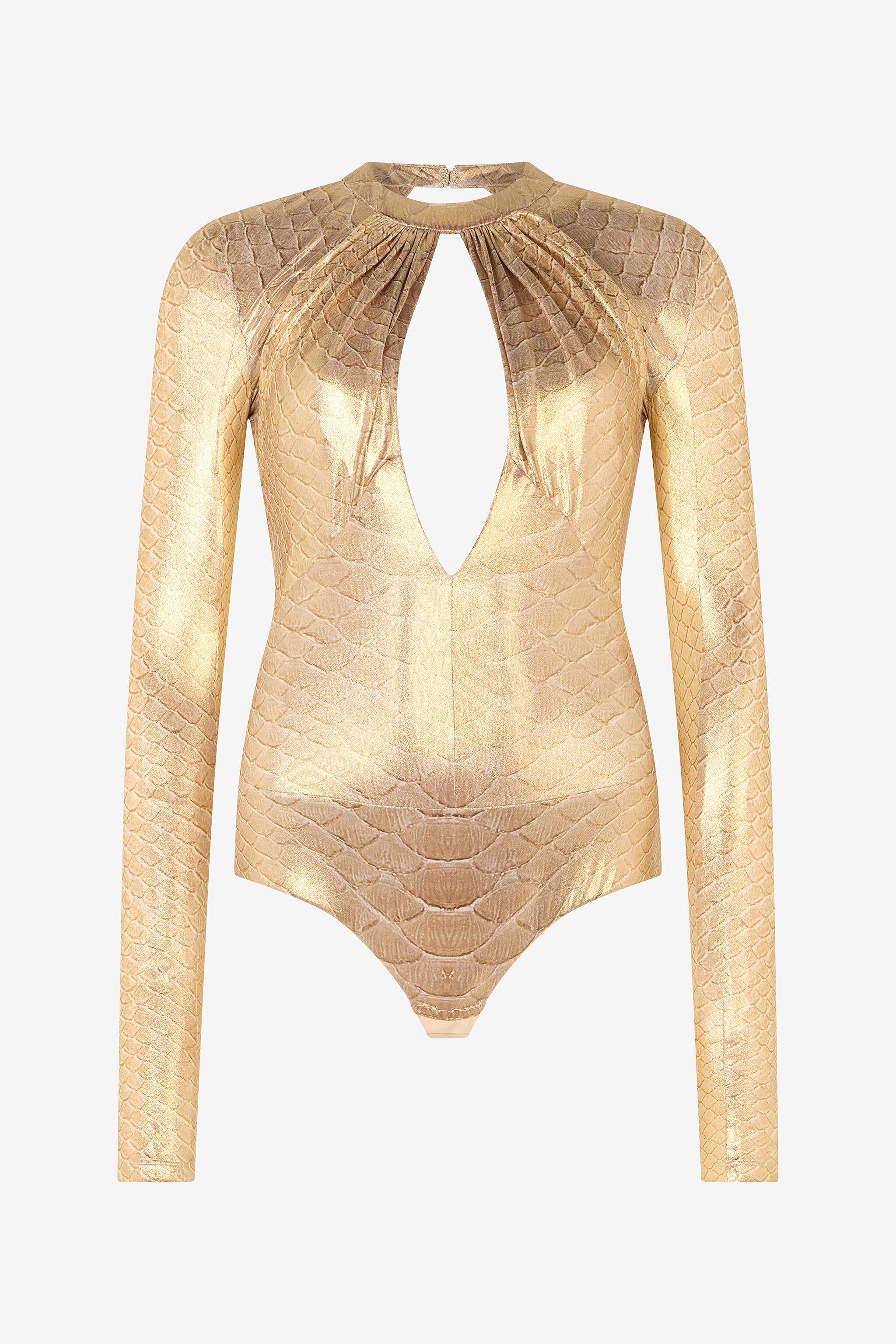 RC Golden Beige Bodysuit with Scale Print BEIGE/GOLD WWT604-OOS31