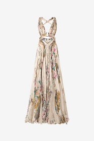 ${brand} Abito Extralungo In Pura Seta con Stampa Oriental Bird ${colorDescription} ${masterID}