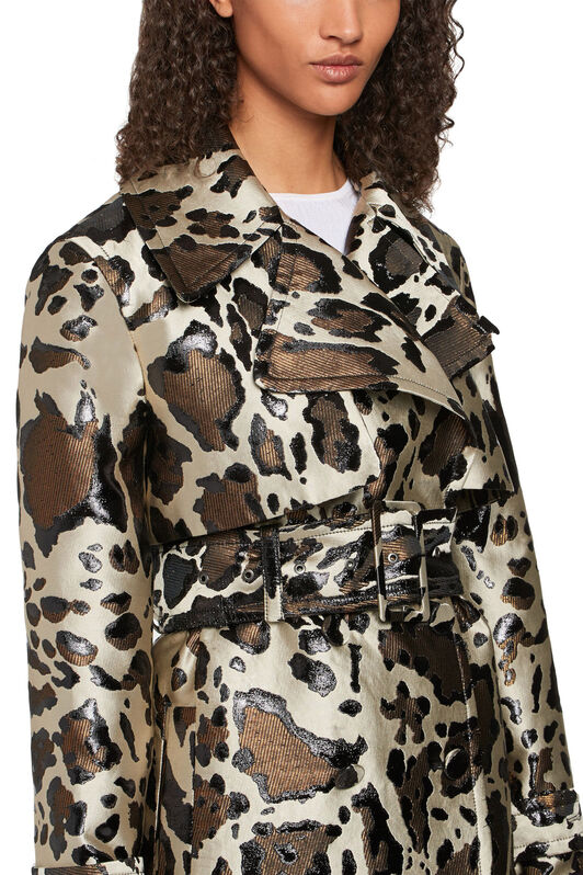 RC Gold and white lurex lynx trench coat WHITE/GOLD IQT504-FY018