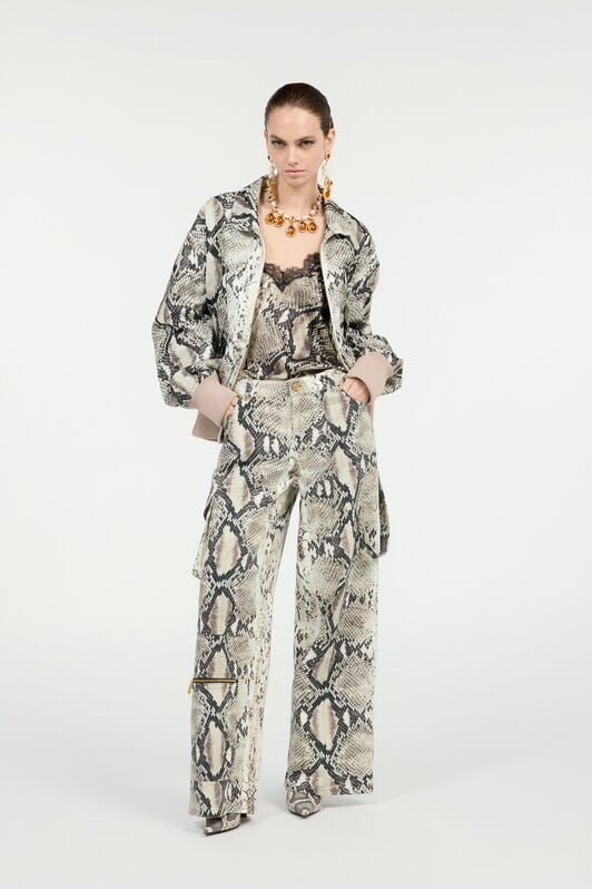 RC Rock Cargo Jeans With Python Print RC Rock Cargo Jeans With Python Print Light Brown VWJ250-DAQ75