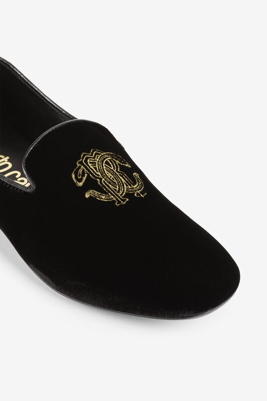 RC Mirror Snake-Embroidered Velvet Loafers Black PKS001-PZA95