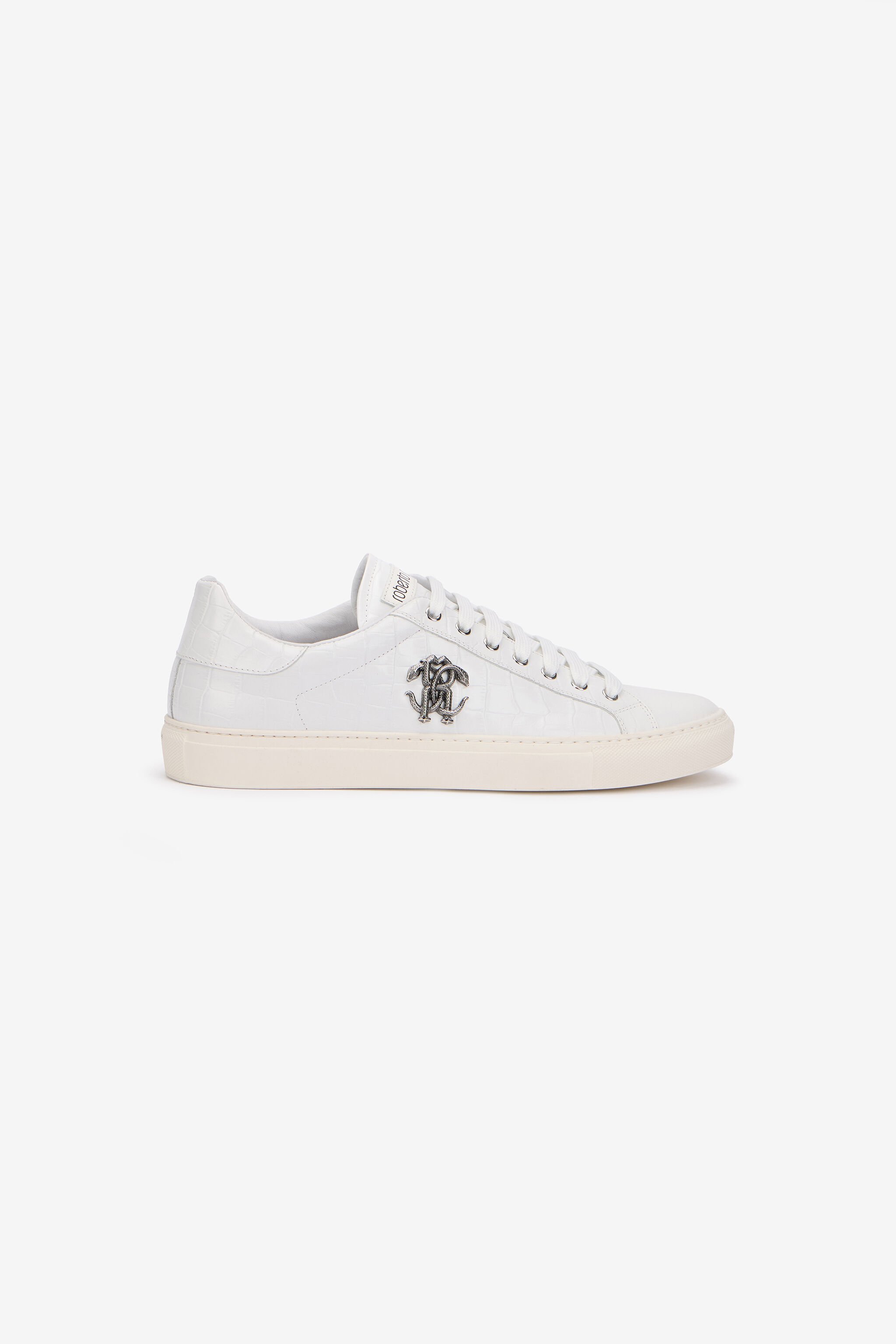 RC White Croc-Effect Sneaker with Monogram RC WHITE QOS00C-PZ577