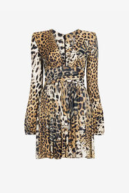 ${brand} Vestido mini plisado con estampado Jaguar ${colorDescription} ${masterID}