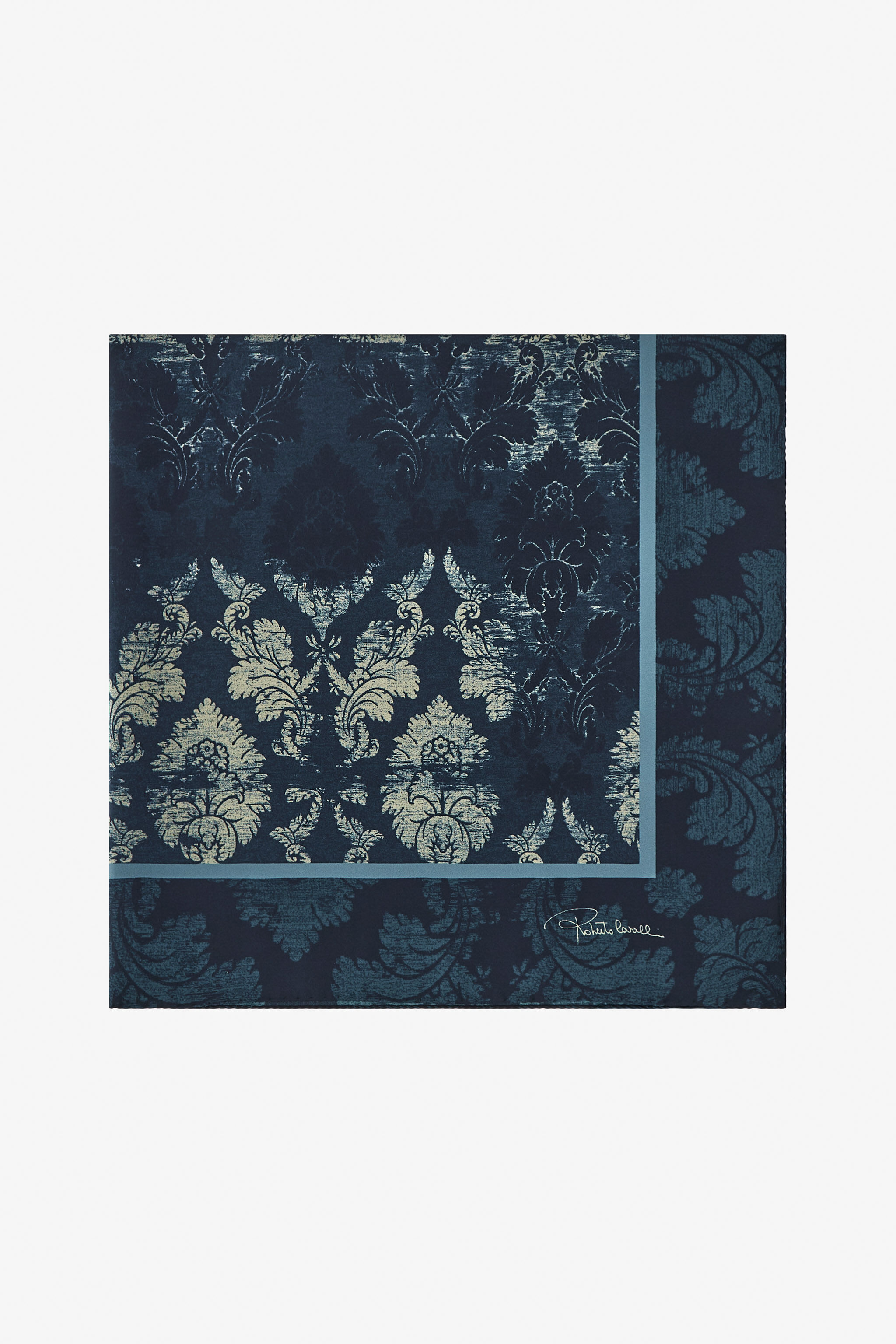 RC Silk Scarf with Brocade Print Dark blue TALR58-IR075