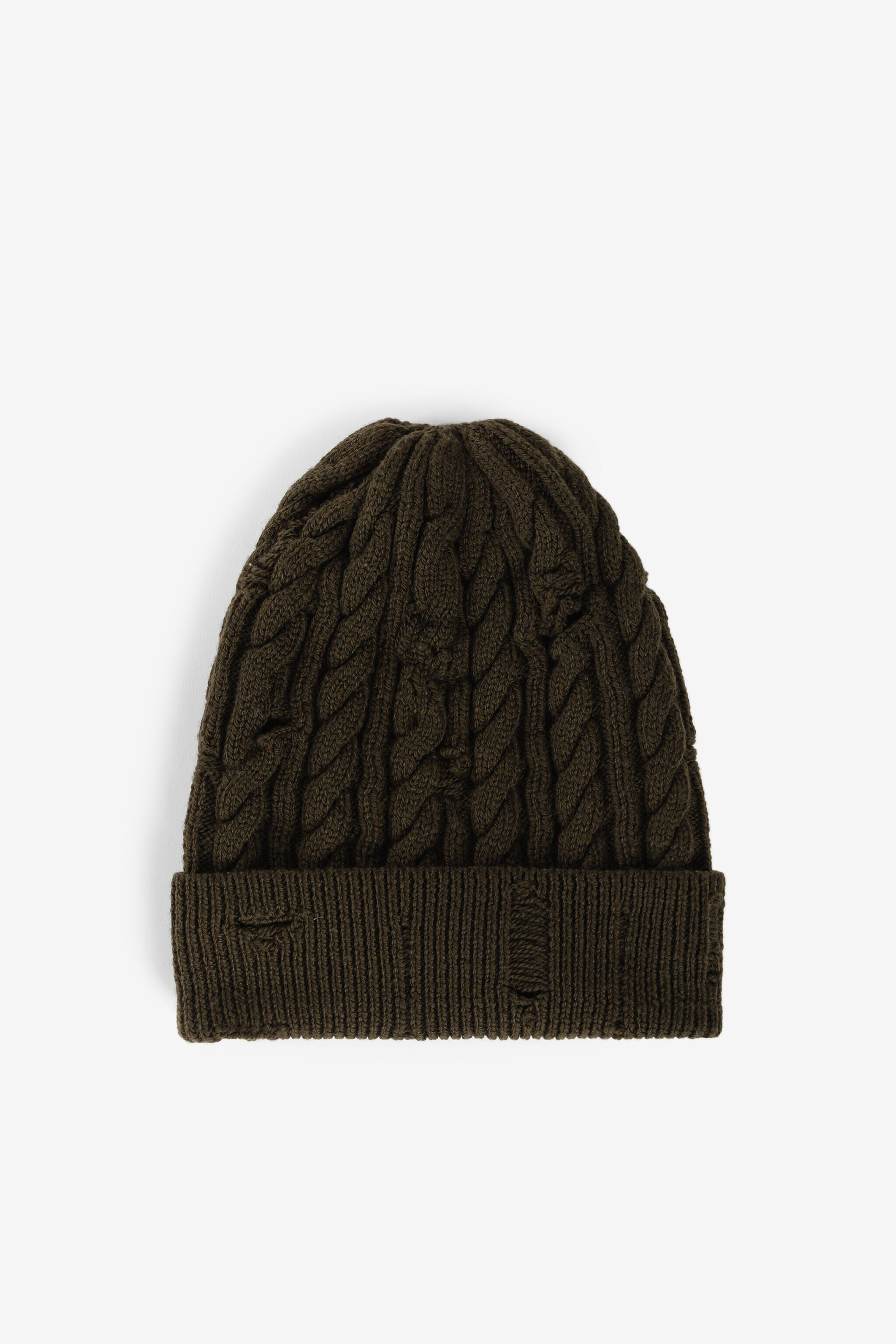 RC Gorro de lana con punto de ochos Verde oscuro RRM653-MQ001