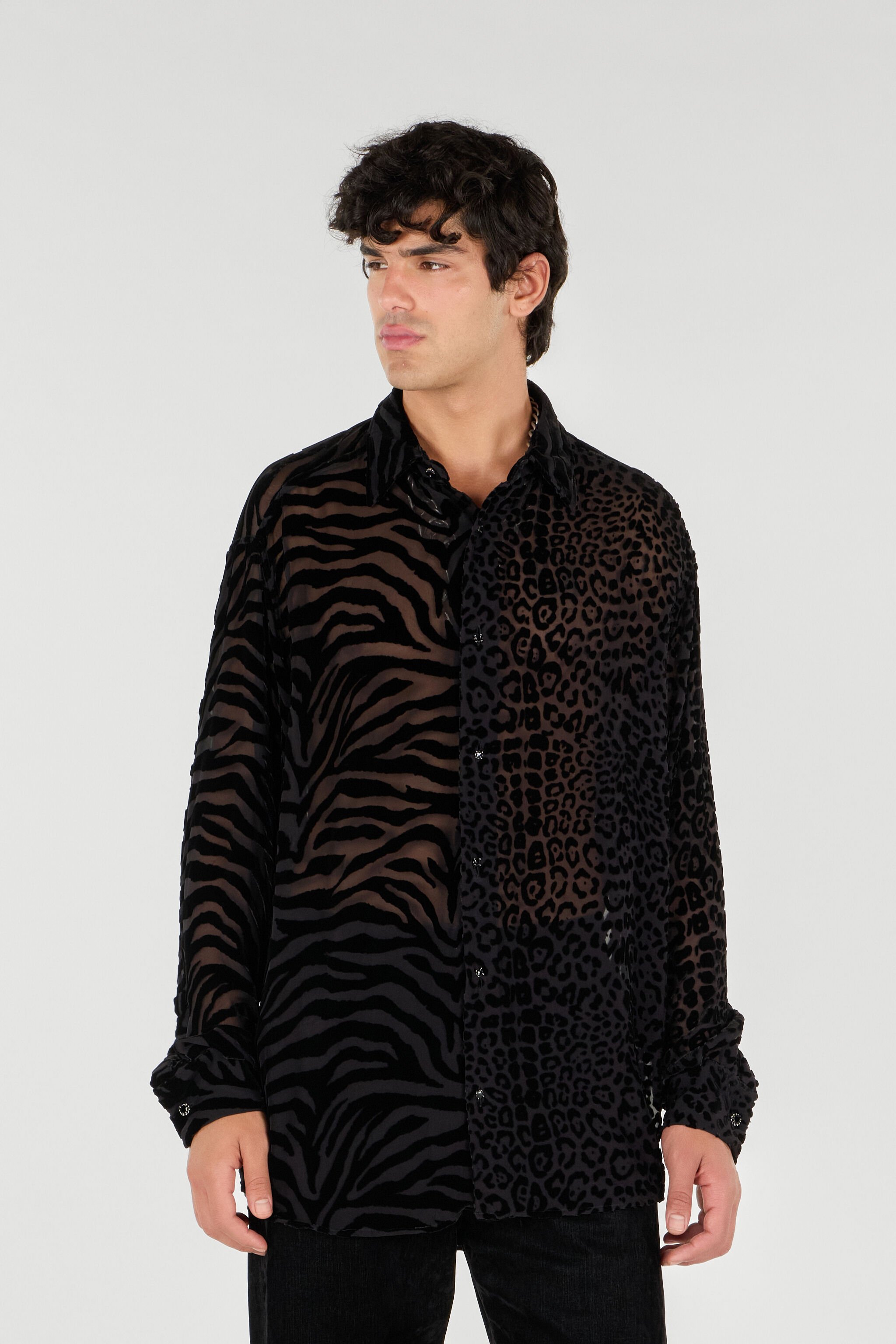 RC Animal Print Shirt Black TRT726-VL040