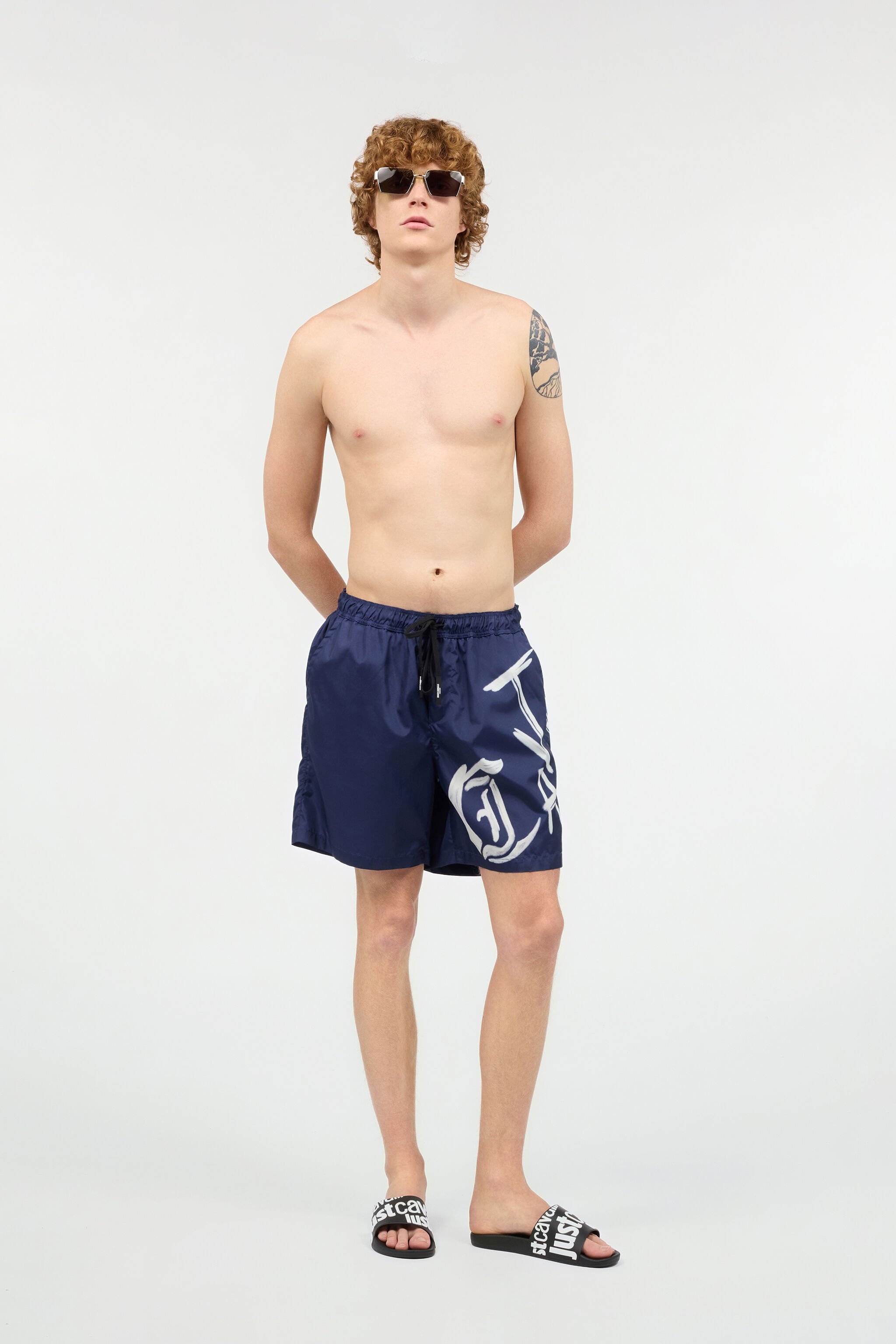 JC Badeshorts Mit Schriftzug Dunkelblau UFT079-UF118