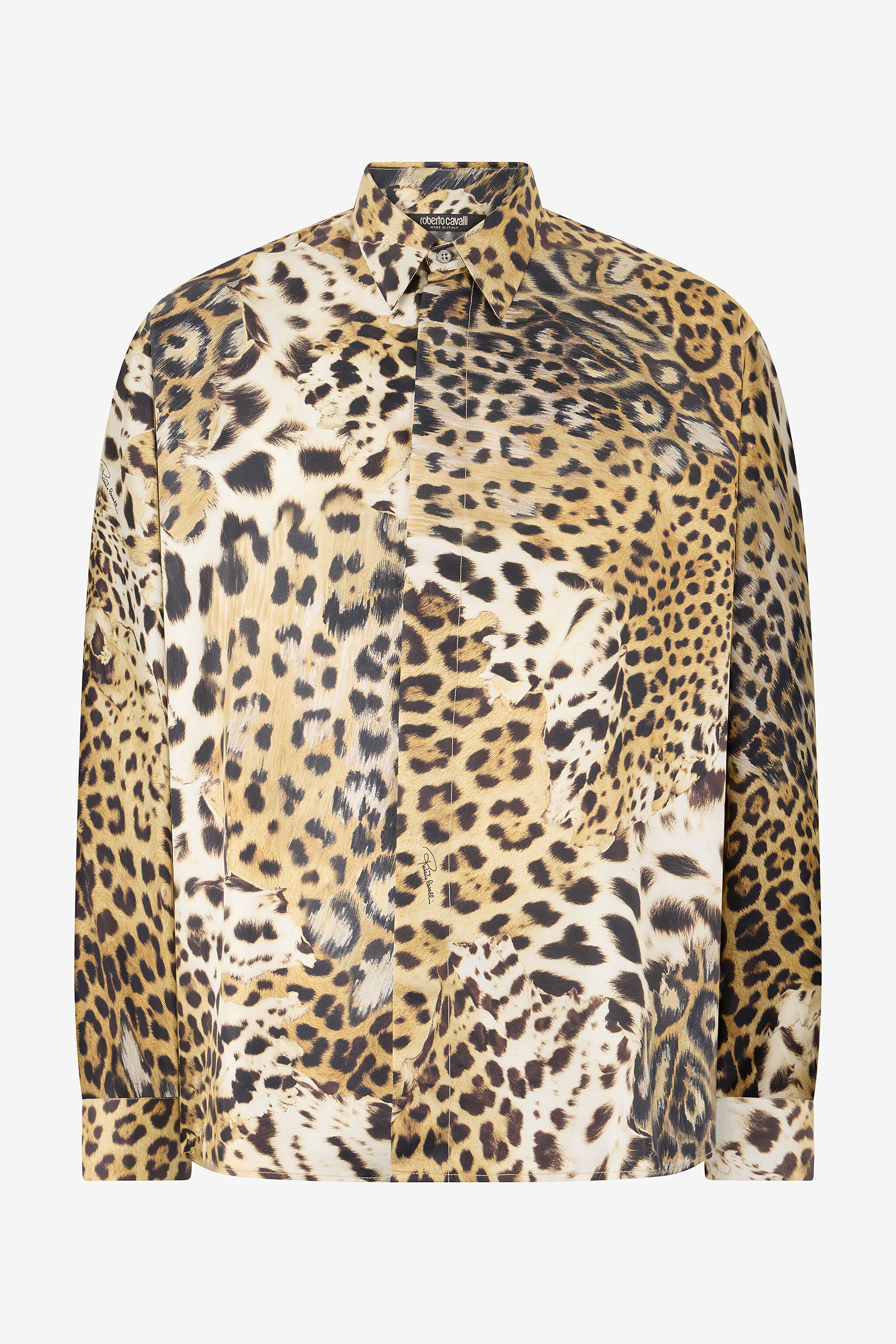 RC Silk Shirt with Animalier Prints Light brown VRT710-OZG34
