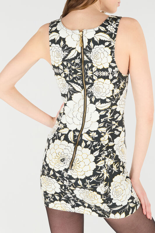 RC Mini Dress with All-Over Floral Print RC Mini Dress with All-Over Floral Print Black/White VQJ150-DAP71