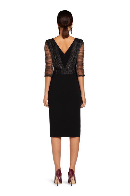 RC Sheer-overlay cocktail dress Negro LQT144-WB002