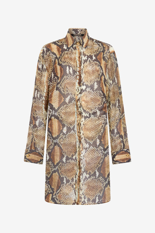 RC Python Print Shirt Dress Light Brown UWT160-OPN93