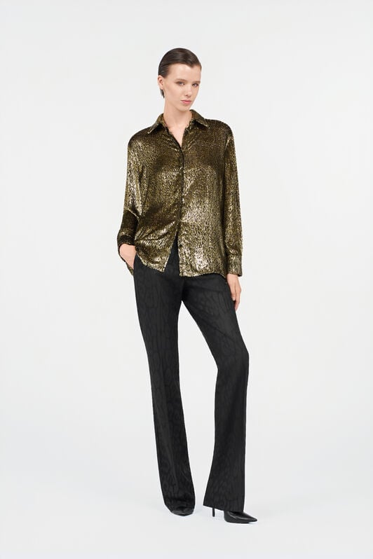 RC Leopard Lamé Shirt RC Leopard Lamé Shirt LIGHT GOLD WKT704-FT060