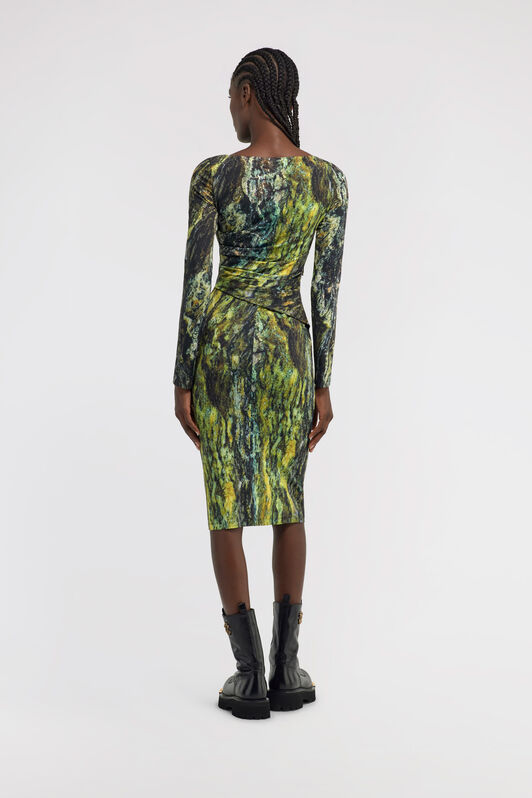 RC Marble print Dress Verde oscuro TWT140-LNN20