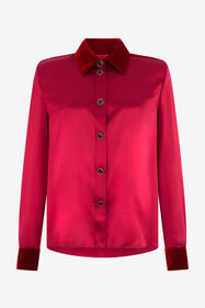 ${brand} Dark Red Silk Shirt With Velvet Inserts ${colorDescription} ${masterID}