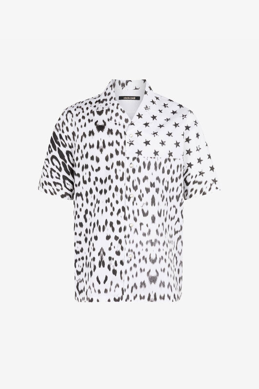RC Camisa con estampado Leopard Flag Negro/Blanco QRT726-CH061