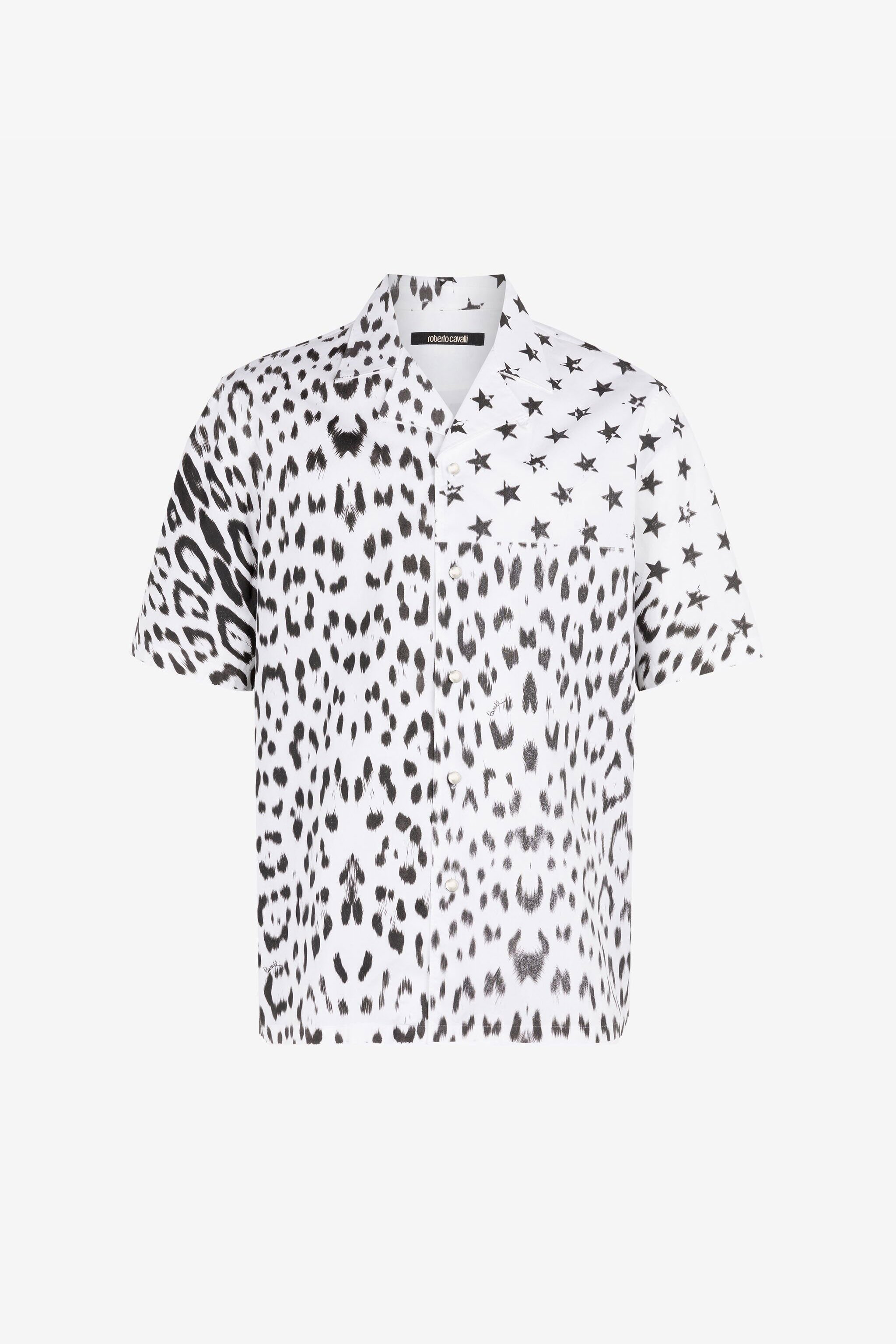 RC Camisa con estampado Leopard Flag Negro/Blanco QRT726-CH061
