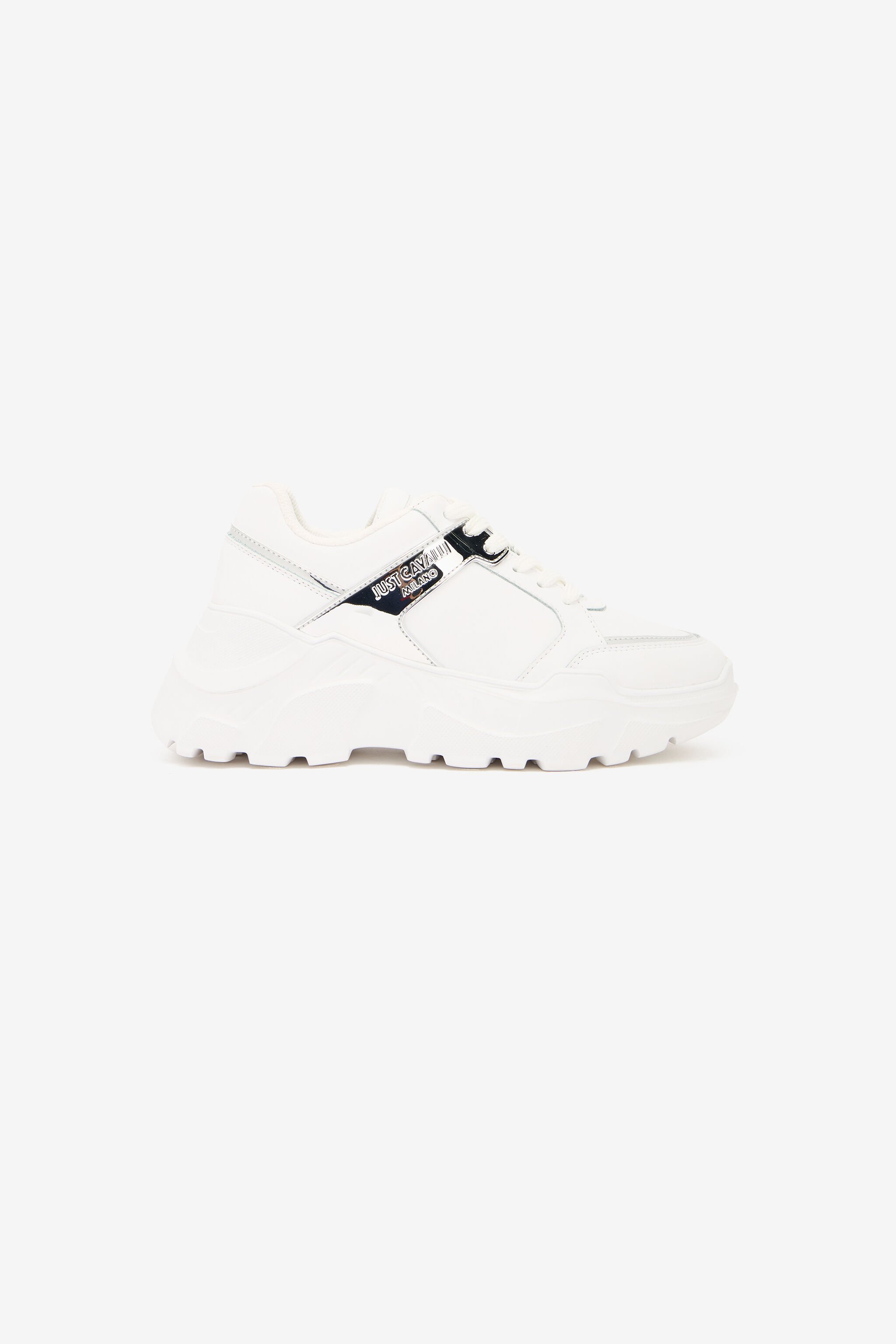 JC Sneakers Con Inserti Specchiati Bianco/Argento UFS038-UF360