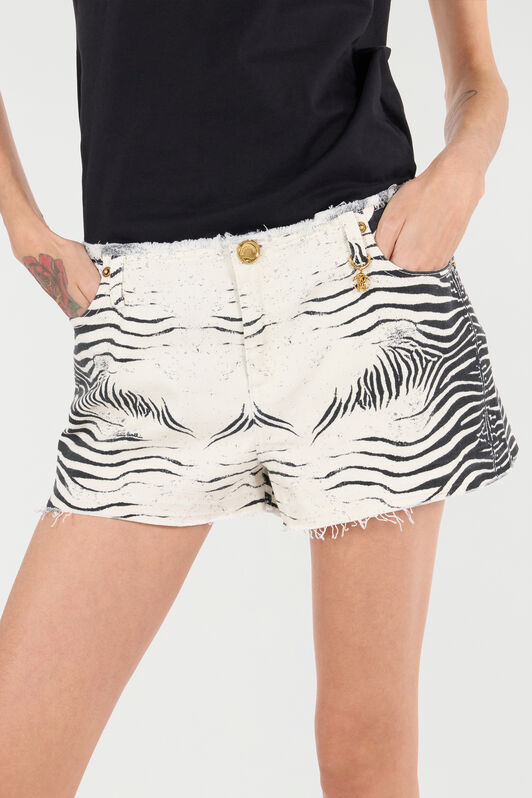RC Ausgefranste Shorts Mit Print White Tigresse Schwarz/Weiß UKJ224-DAN49