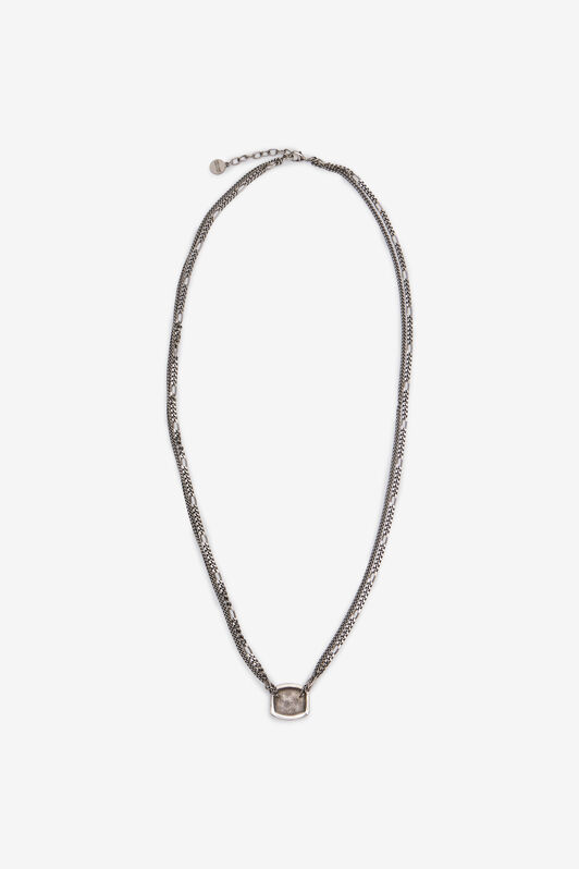 RC Necklace with Double Chain and RC Monogram Plata VRG001-AM258