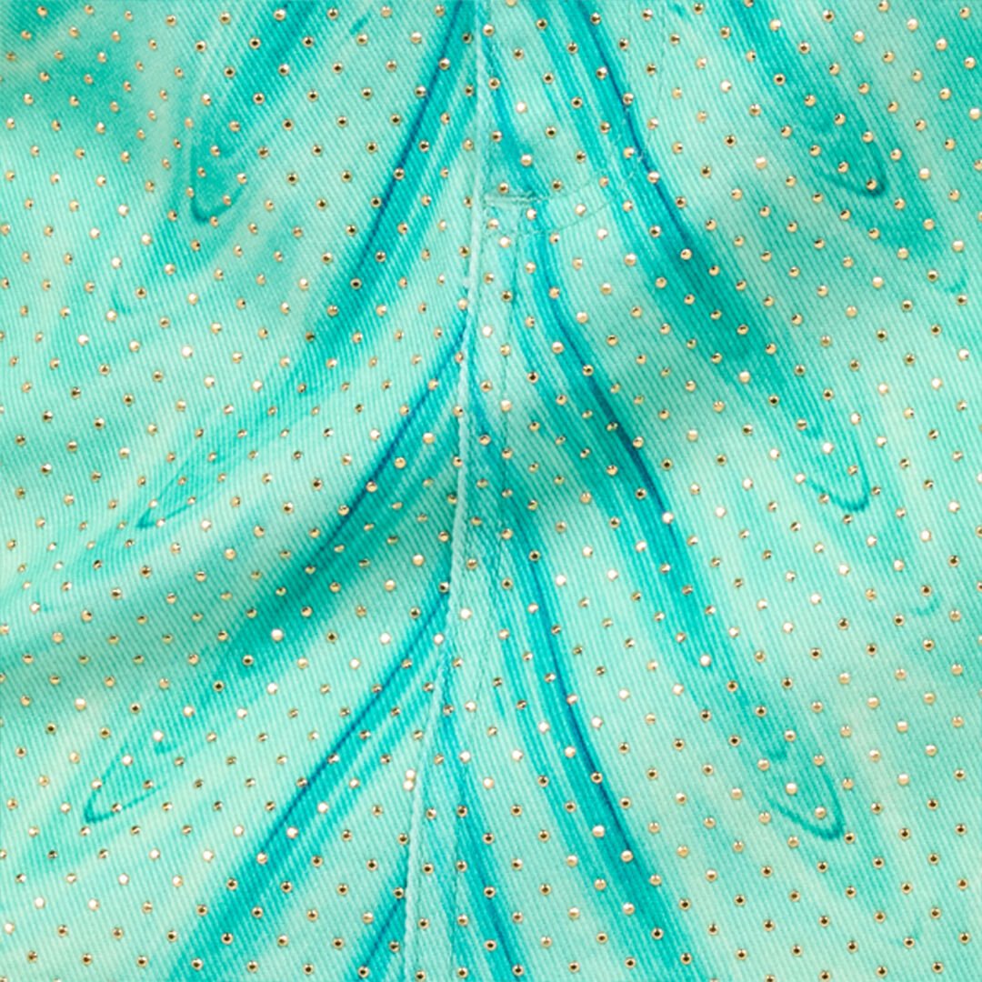 RC Miniskirt With Optical Glass Print And Micro Studs Light green UKJ325-DAN47