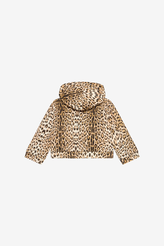 JU Felpa Con Cappuccio E Stampa Jaguar Skin Marrone chiaro UJT664-5OO52