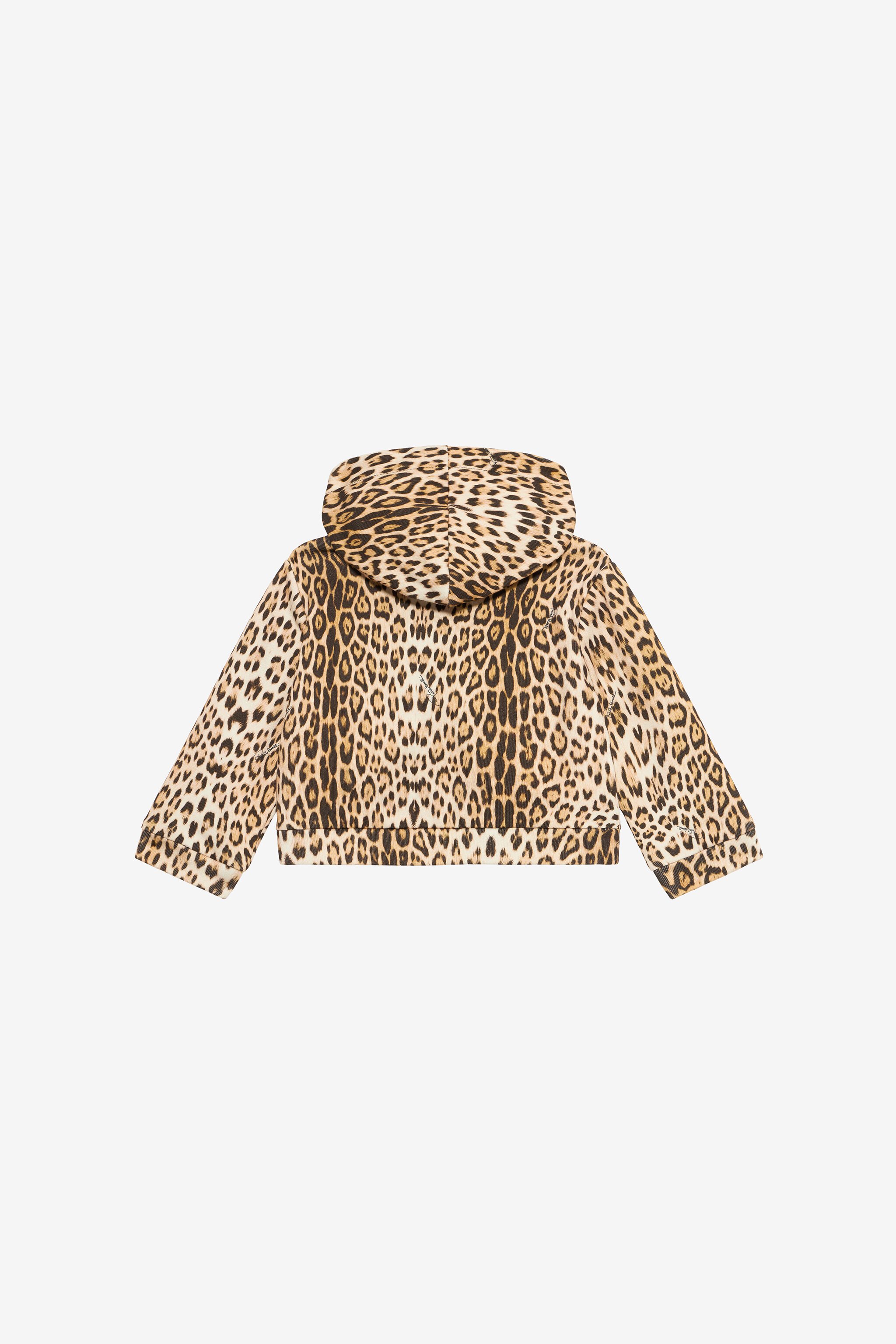 JU Felpa Con Cappuccio E Stampa Jaguar Skin Marrone chiaro UJT664-5OO52