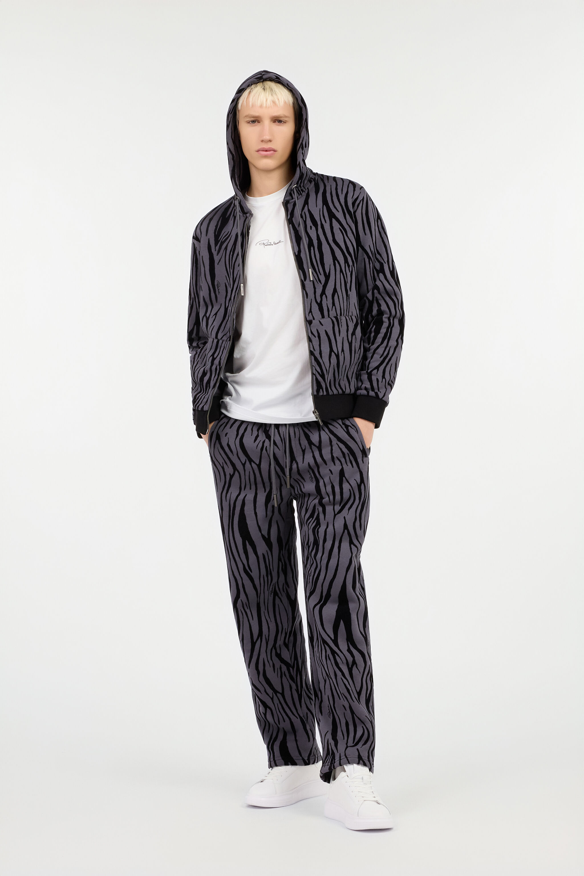 Zebra Print Sweatshirt in BLACK for Men | Roberto Cavalli®