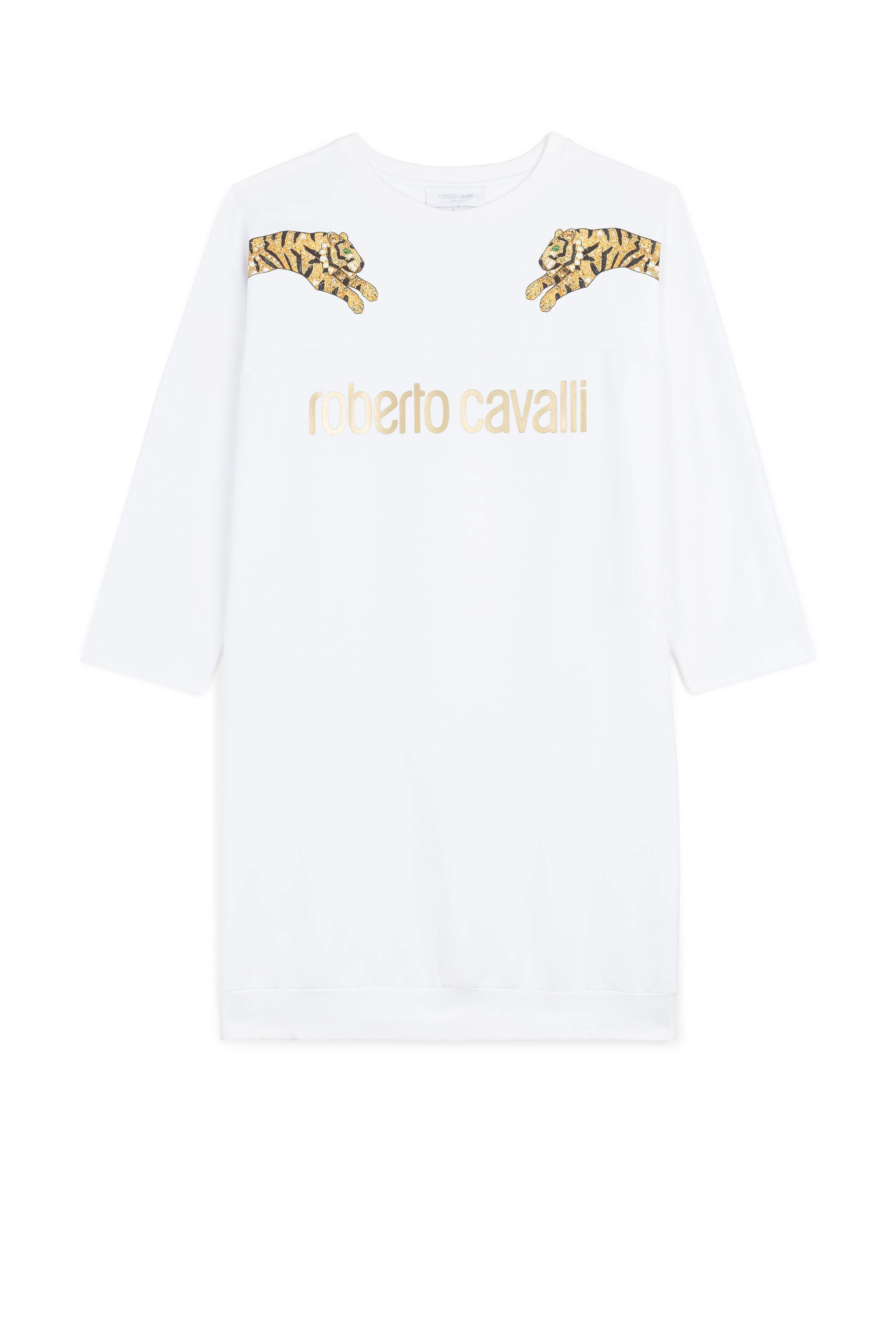 JU Tiger And Logo-Print Dress WHITE KJT115-CF042