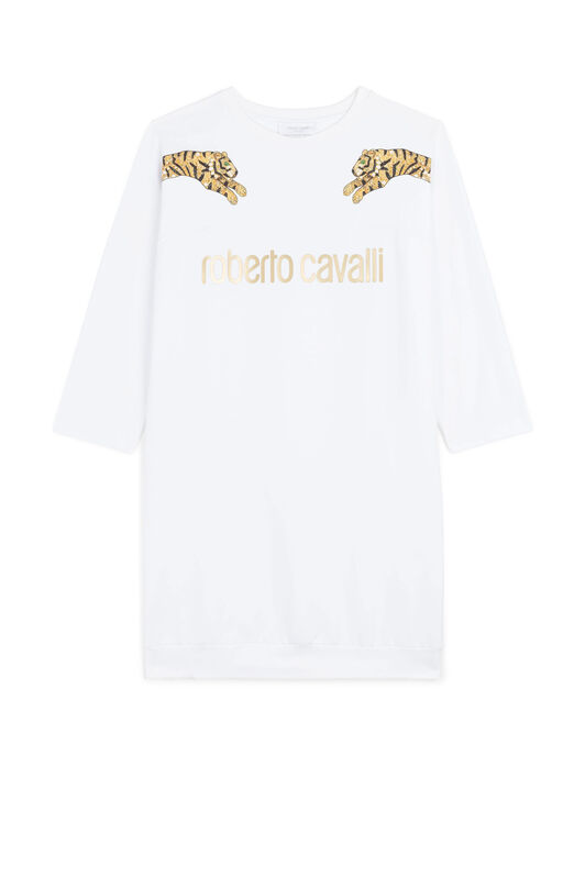 JU Tiger And Logo-Print Dress JU Tiger And Logo-Print Dress WHITE KJT115-CF042