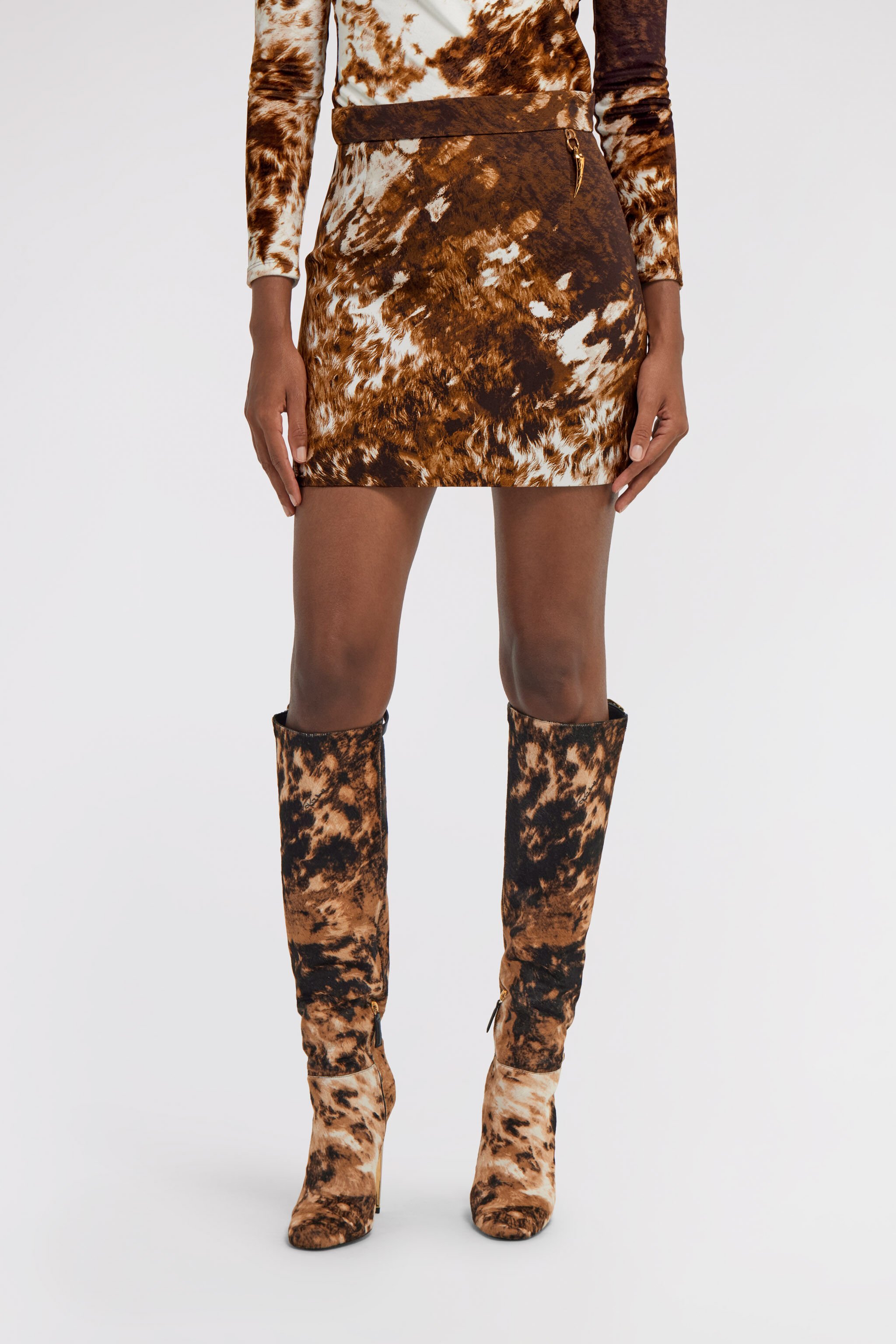 RC Appaloosa Print Mini Skirt Brown TKT302-ORN08