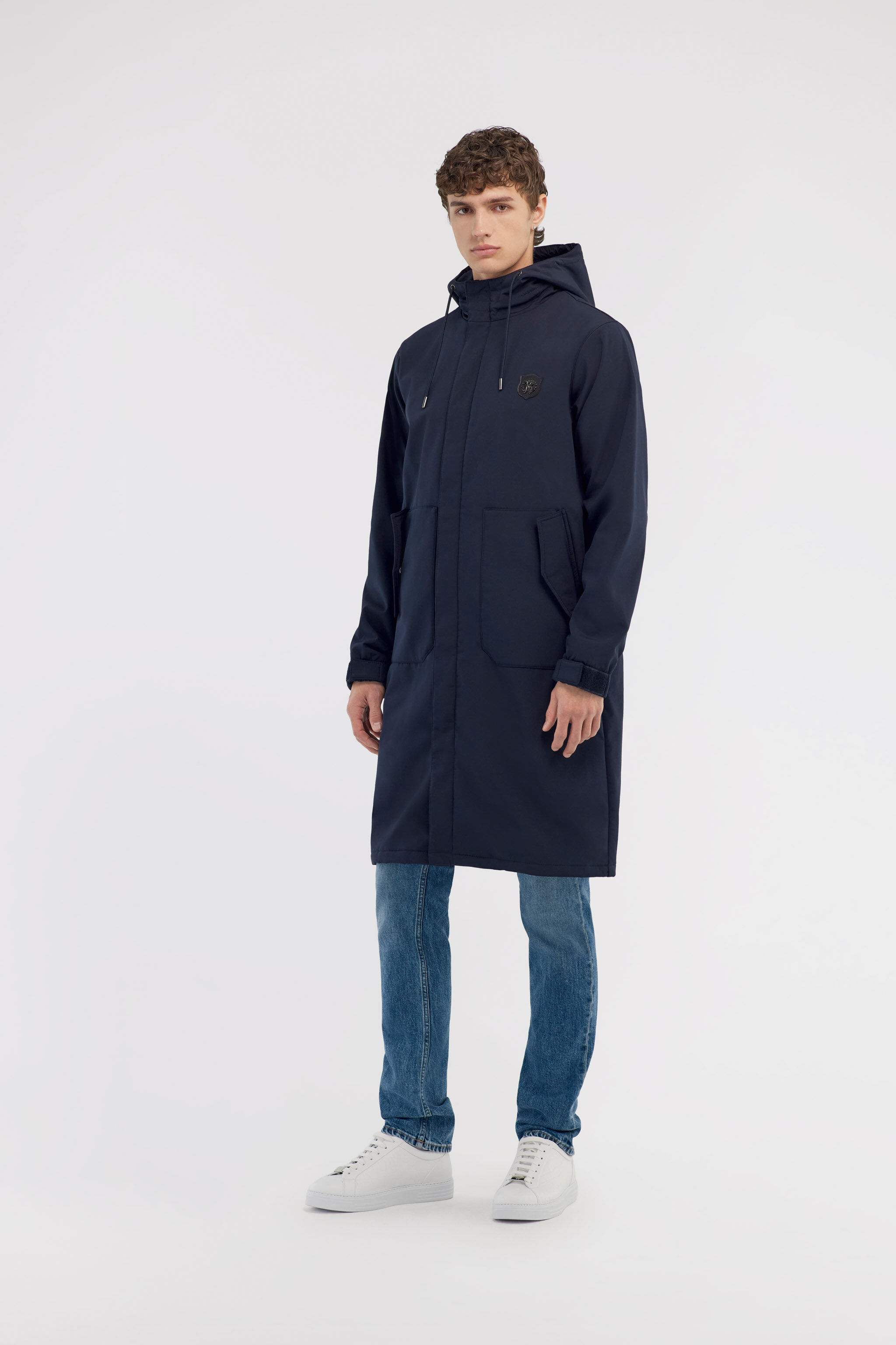 RC Long padded down jacket with logo Bleu foncé NOT40M-SB001