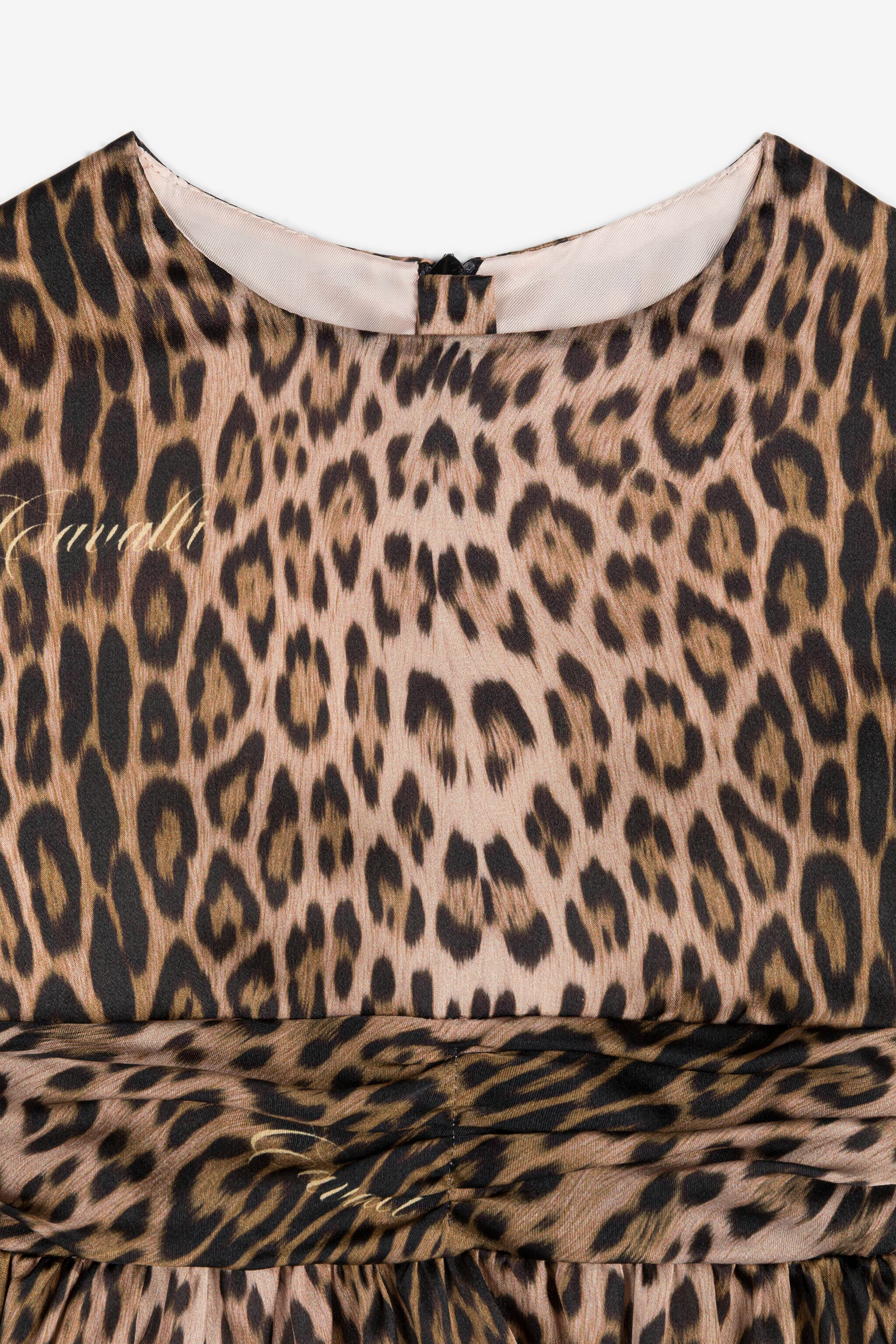 JU Leopard-Print Silk Dress Light brown RJT123-2NF65