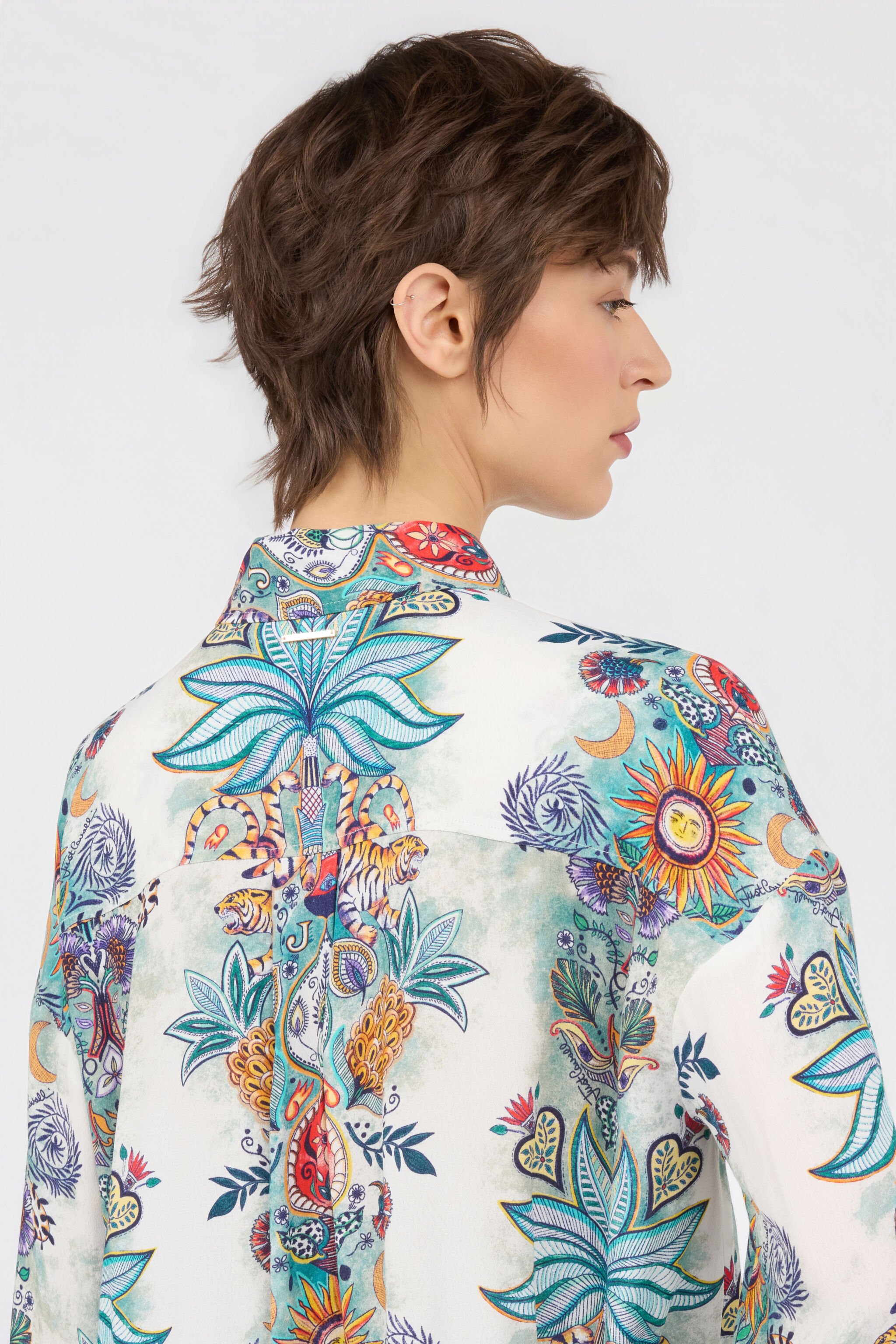 JC Tropical Garden Print Shirt TURCHESE CHIRO WFT257-WF655