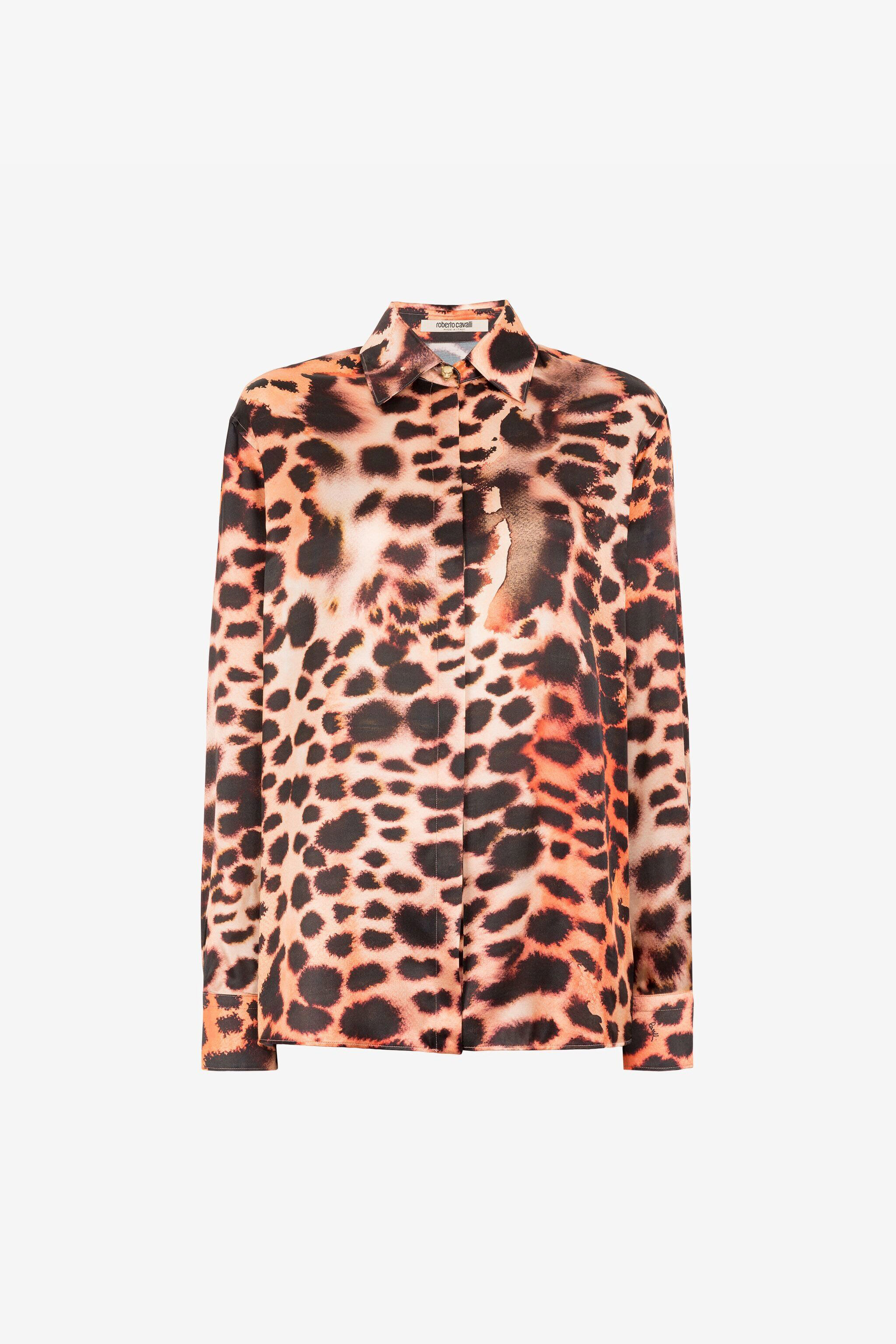 RC Murena Print Silk Blend Shirt Orange QKT704-SZF49