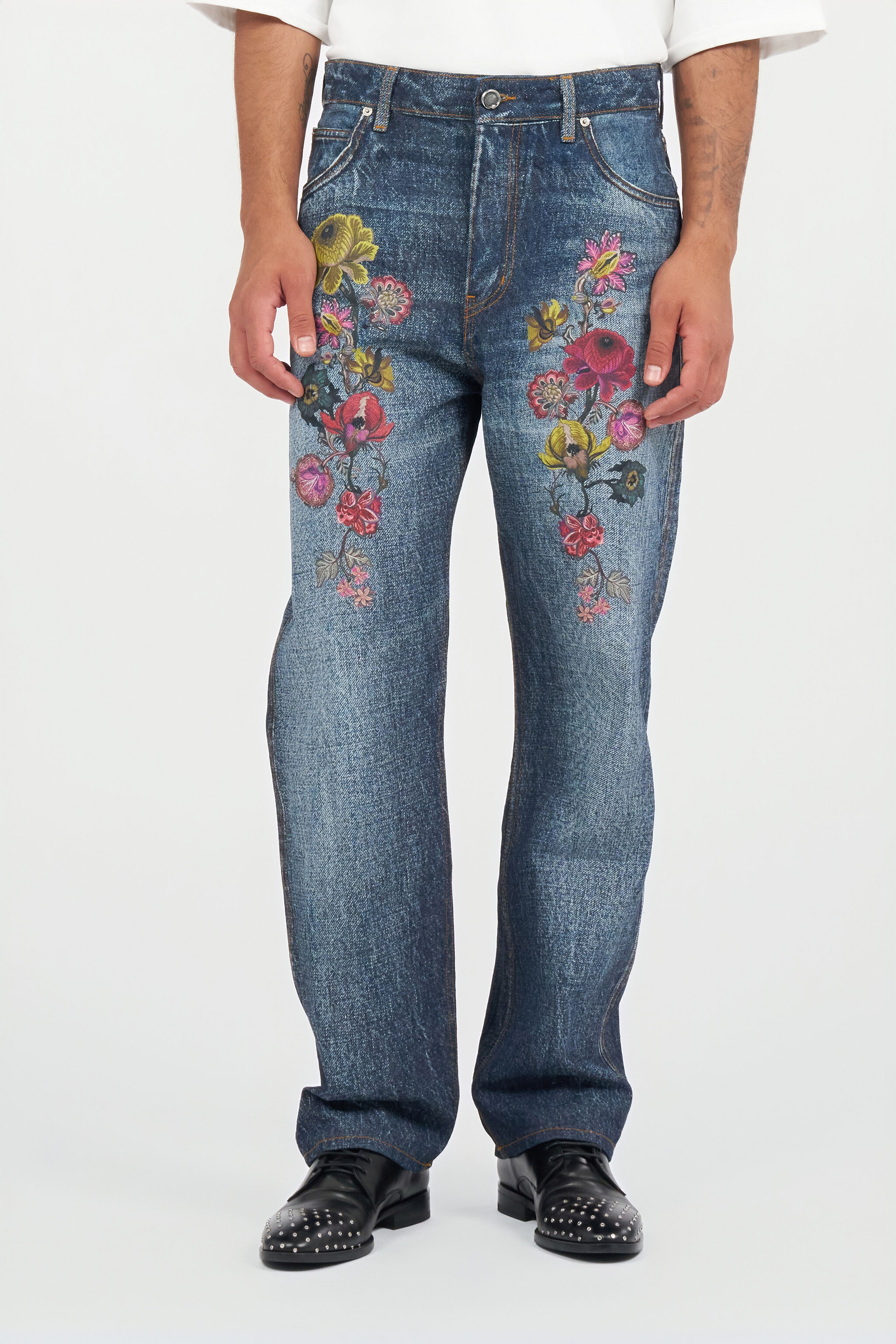 RC Blue Denim Jeans With Flowers LUNAR ROCK WNJ210-DL010