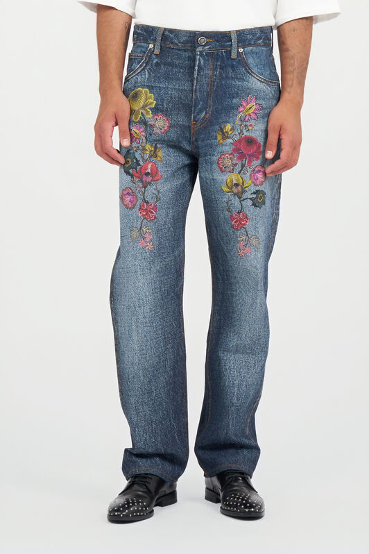 RC Blue Denim Jeans With Flowers LUNAR ROCK WNJ210-DL010