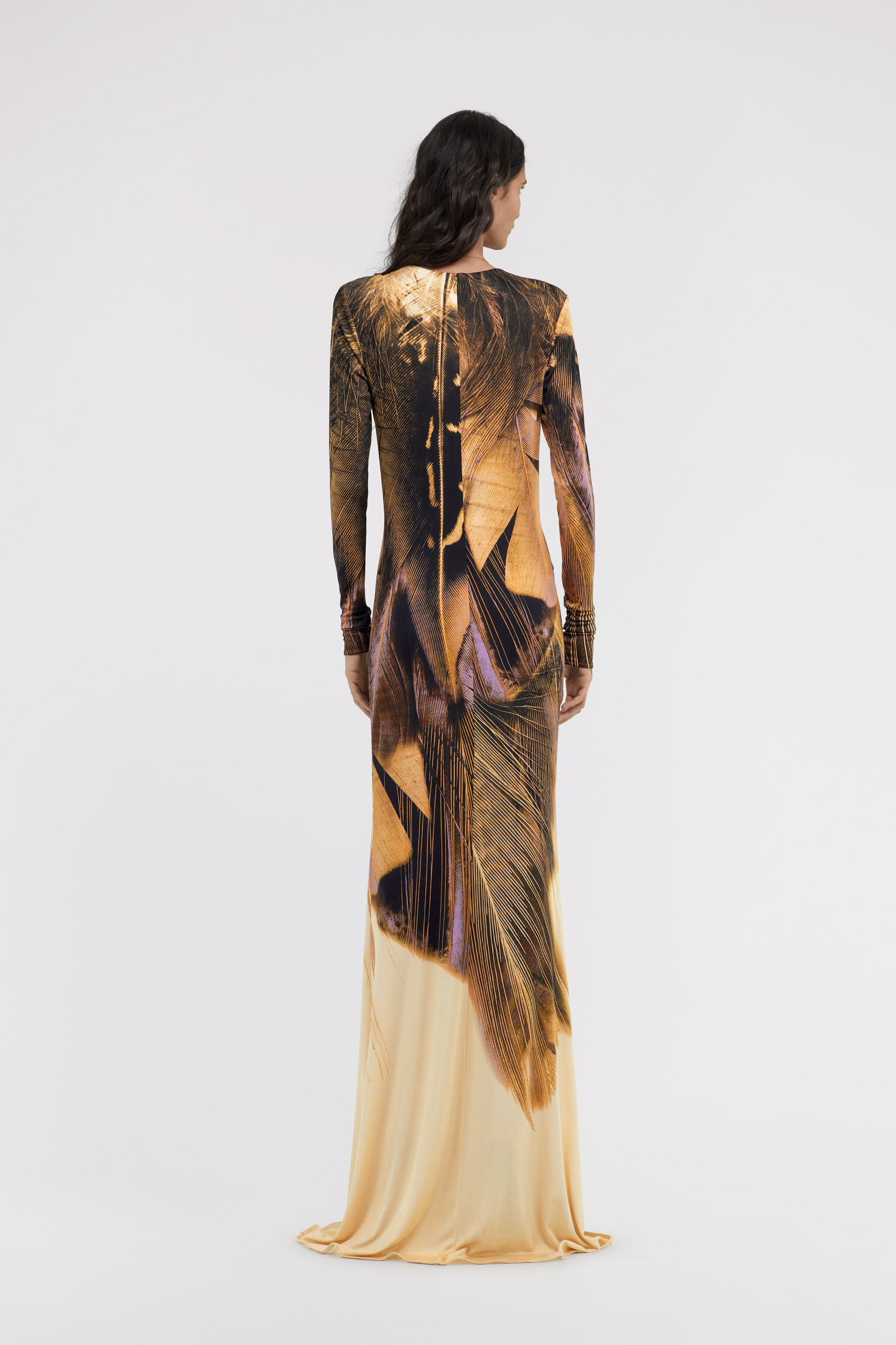 RC Savage print long dress Light Brown SWT152-JRL73
