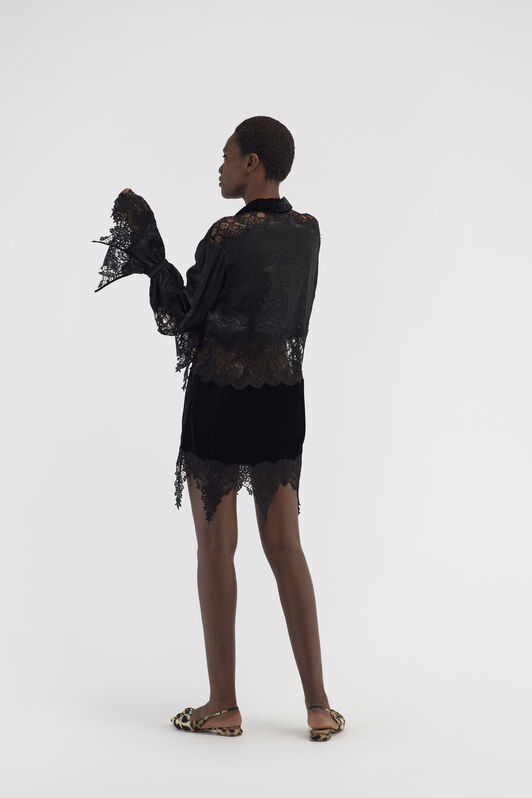 RC Shirt with lace inserts Black RWT707-VL068