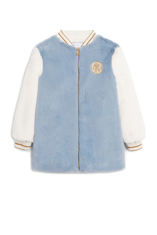 JU Eco faux fur varsity jacket SKY JJT405-FY050