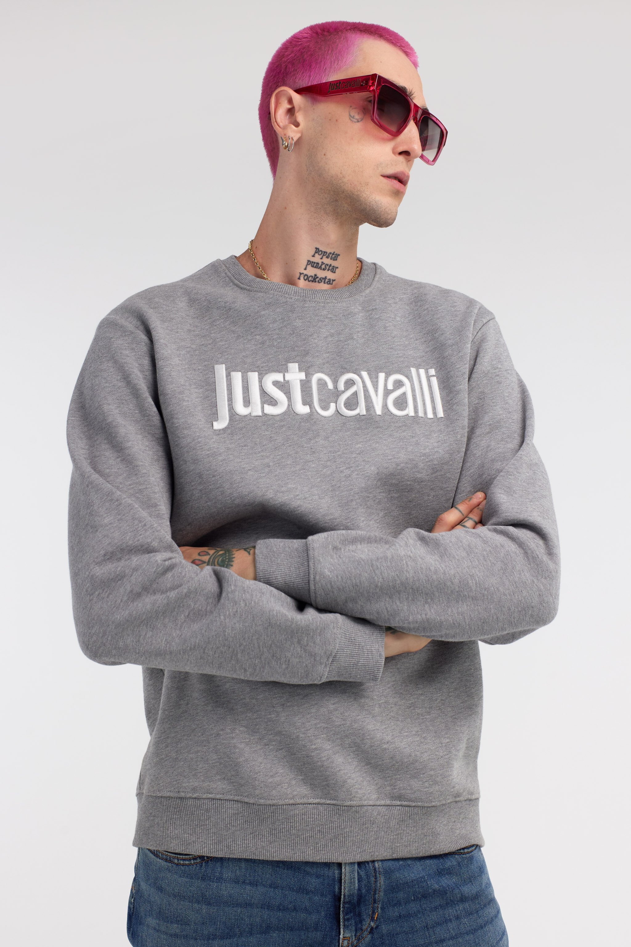 JC Just Cavalli Logo Sweatshirt Gris RRT971-RR233