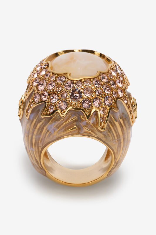 RC Bague Design Sculptural Doré et Beige Or UWG015-AM072