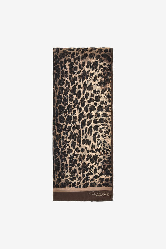 RC Stola Roberto Cavalli con stampa QUEEN OF SICILY Marrone chiaro SYI00H-2NL55