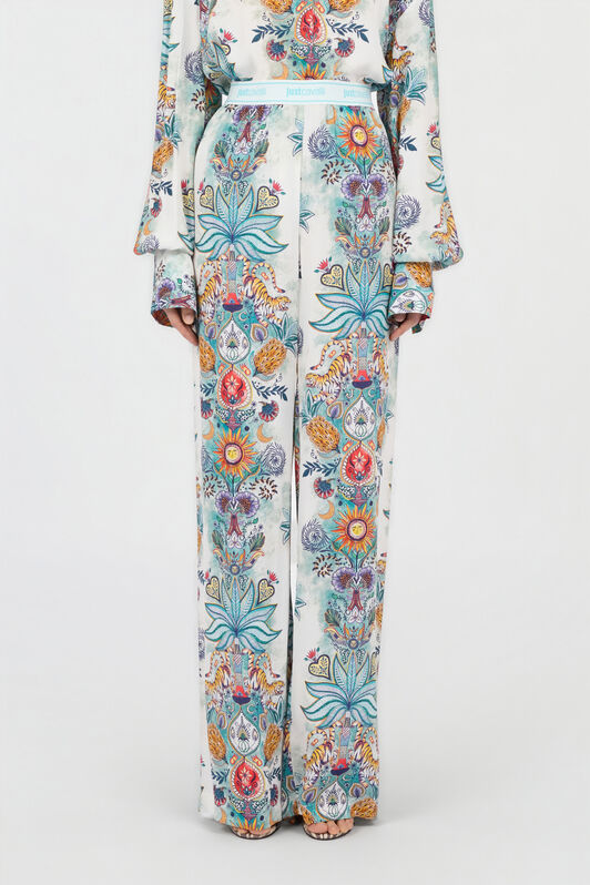 JC Tropical Garden Print Trousers TURCHESE CHIRO WFT158-WF505