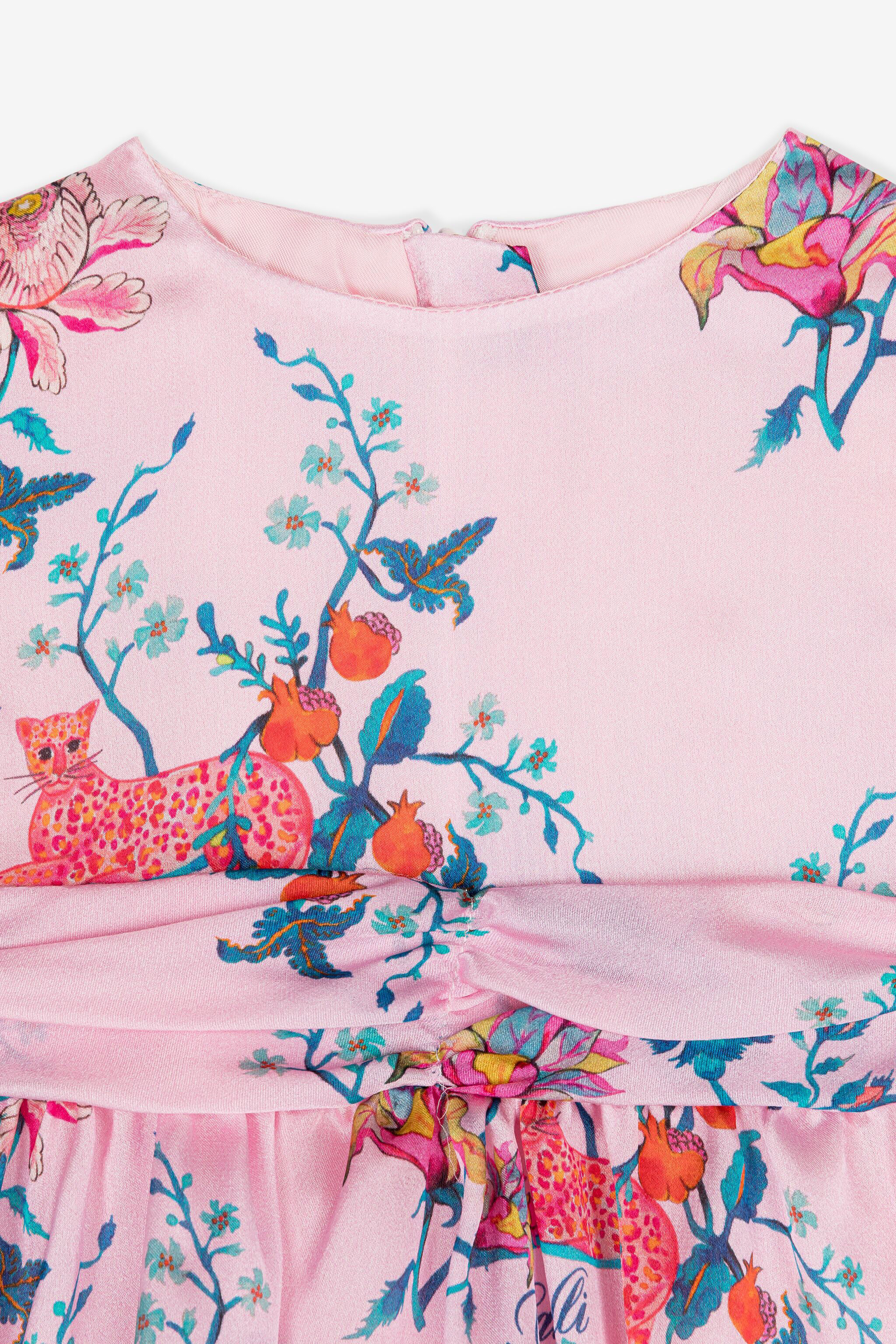 JU Floral And Jaguar-Print Silk Dress Pink RJT106-2NG81