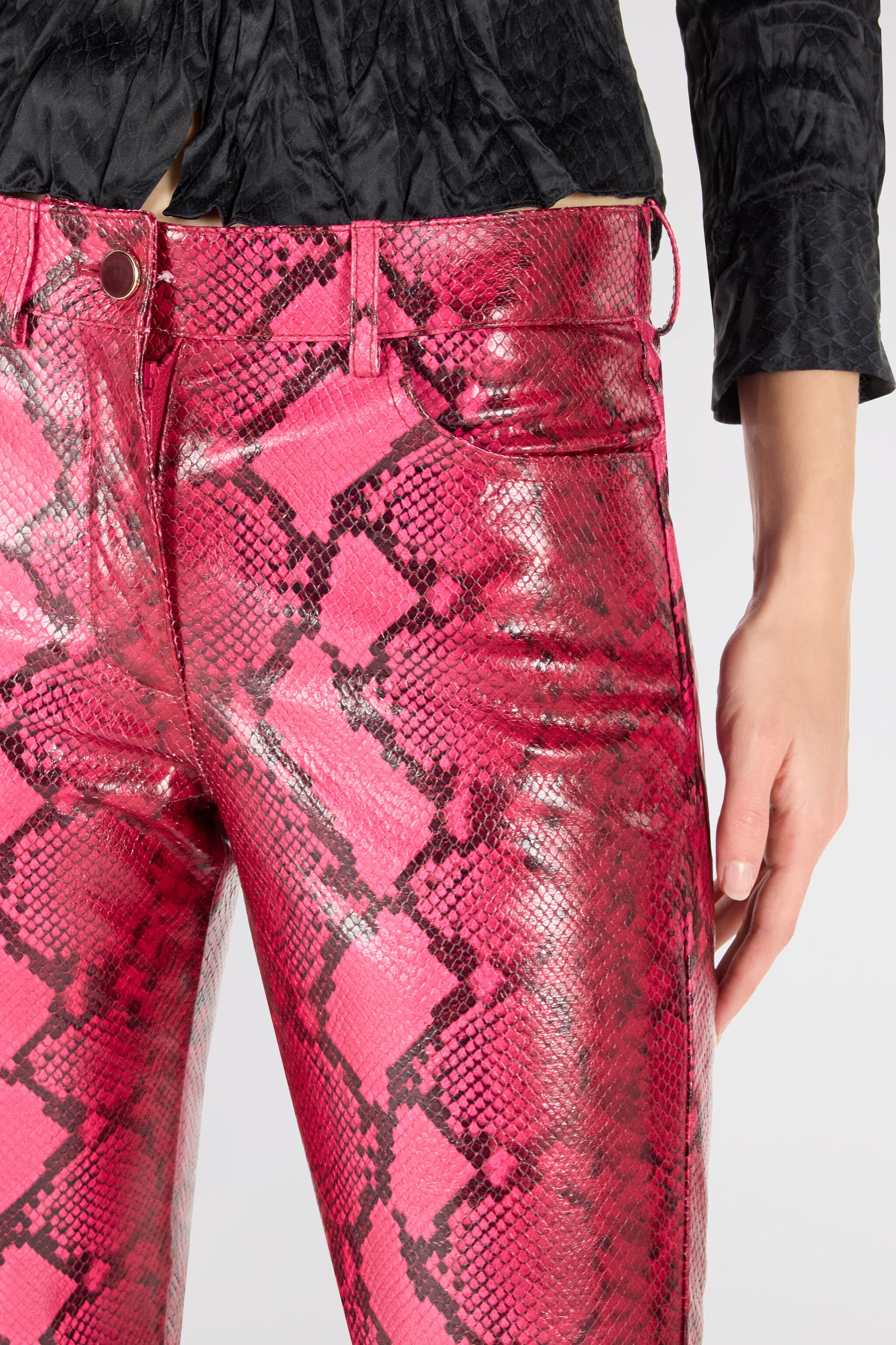 RC Shiny Python-Print Pants Fuchsia UKP204-PN053
