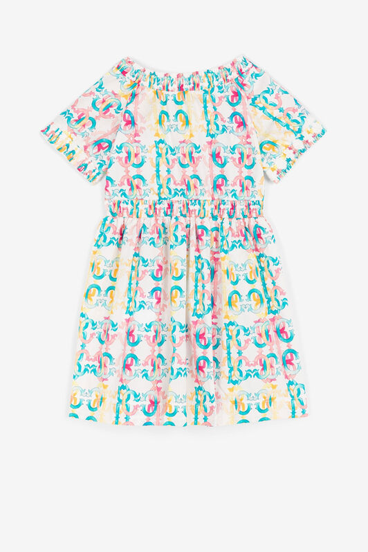 JU Colour-block monogram-print dress Light blue QJT136-CIG21